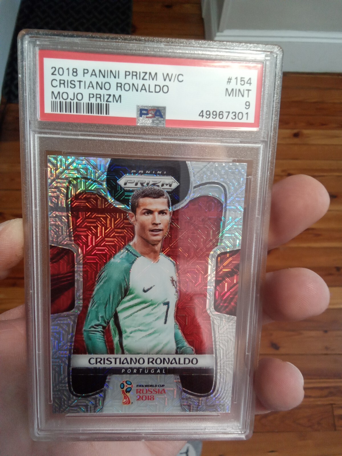 2018 Panini Mojo Prizm World Cup Soccer #154 Cristiano Ronaldo Portugal PSA 9