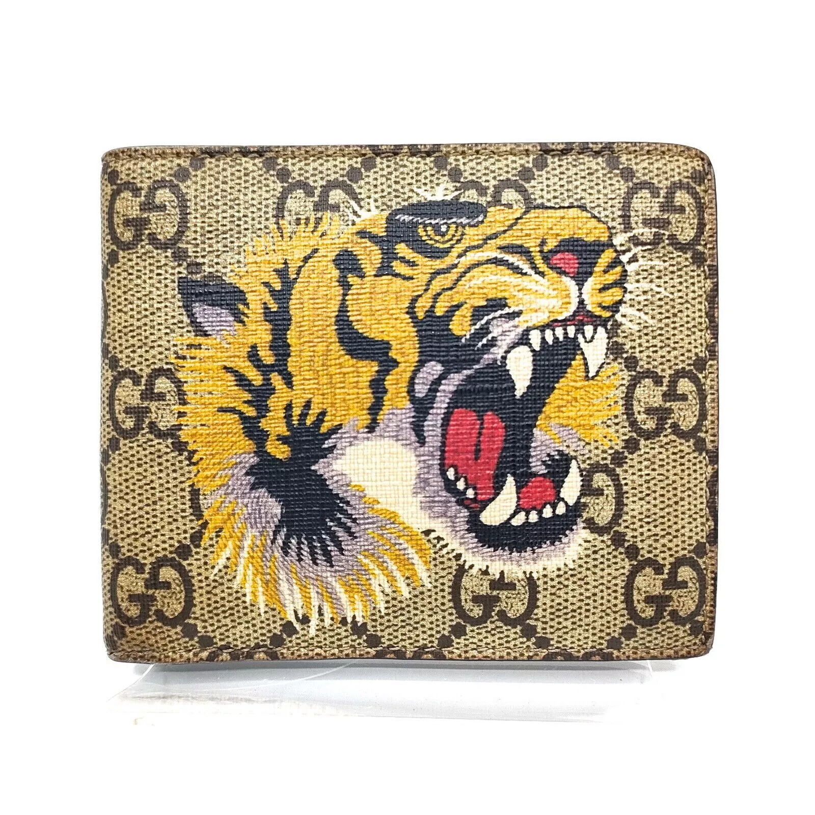 Portefeuille Gucci beige GG Supreme Signature toile imprimé tigre   EXCELLENT
