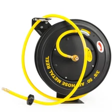 Stark USA 50 ft x 3/8" Retractable All-Weather Rubber Air Hose Auto-Rewind Reel