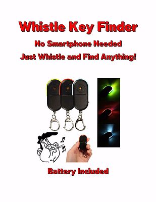 2-Pack PLAPIE LED Whistle Key Finder Keychain Locator Find Lost Keys USA