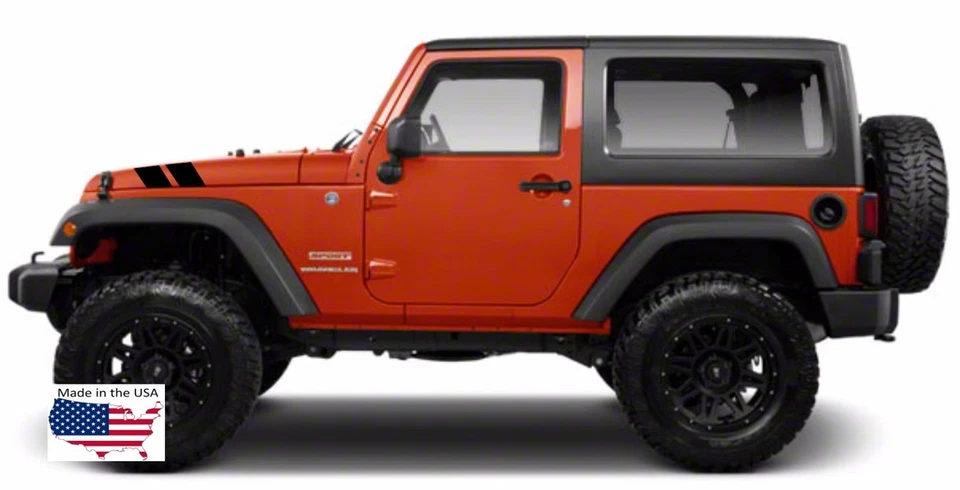 Calcomanías de vinilo 4" doble capó guardabarros barra hash rayas de carreras (se adapta a Jeep Wrangler) Foto 4 de 4