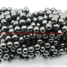 2 Strands Natural Hematite Gemstones Round Beads 6mm 8mm 10mm 15" Strand