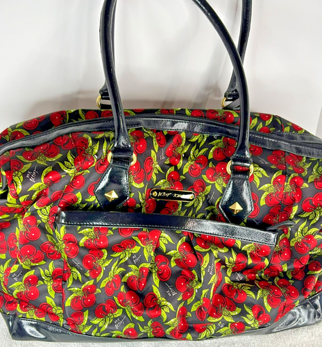 Betsey Johnson weekender duffel tote luggage cherries punk cherry 18x14x8 - Picture 4 of 16