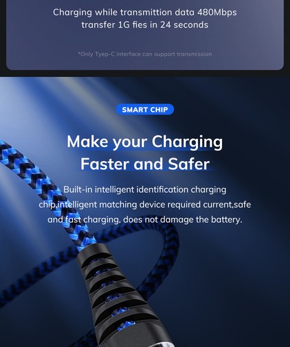 3 in 1 Fast Charging 3A USB Cable Charger Phone Type-C Micro USB iOS ALL Phones - Picture 9 of 15