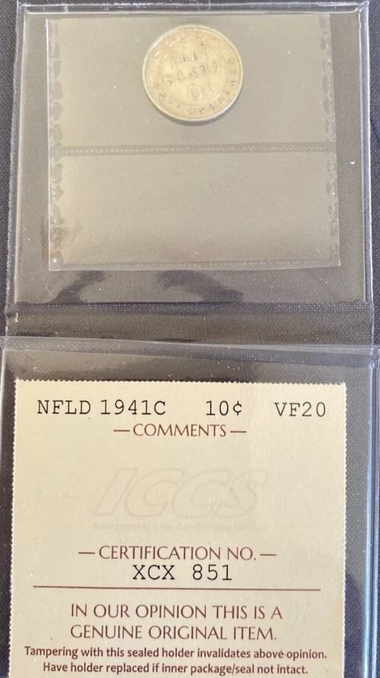 Newfoundland - 10 Cents - 1941C - ICCS Certified  - VF-20 - Image 3 of 3