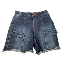 DEMOCRACY Womens 4 Ab Technology Cargo Denim Shorts Stretch Blue Cutt off Shorts