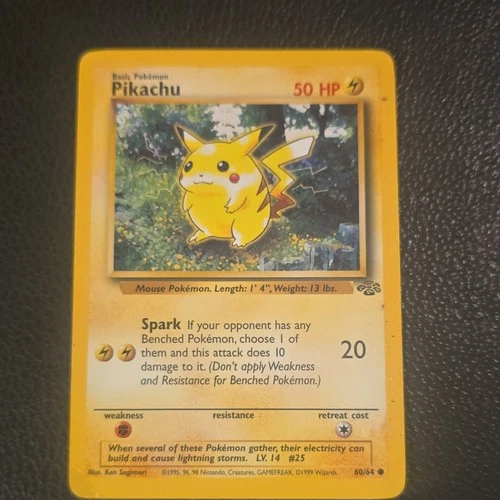 Pikachu Jungle 60/64 Common 50 HP Regular Basic Pokémon TCG 1999 English