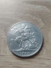 1895 VICTORIAN OLD HEAD SILVER CROWN COIN 925