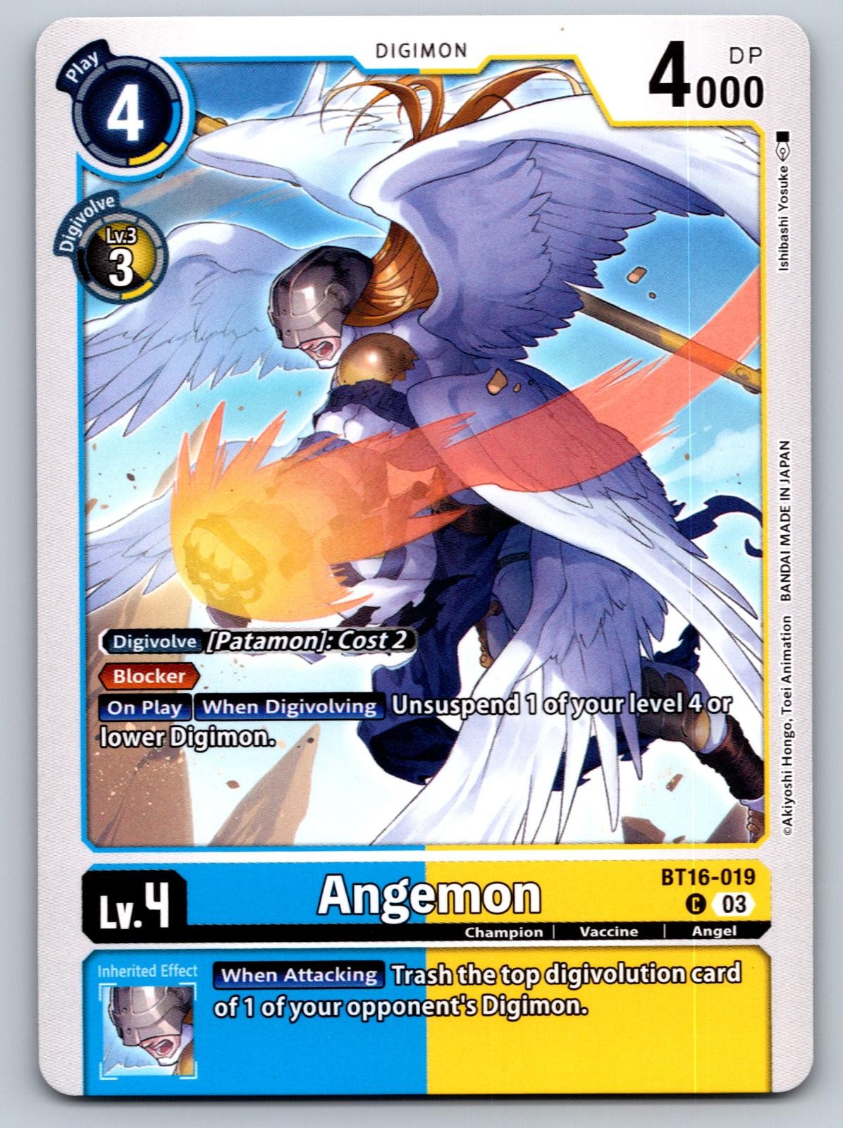 Angemon BT16-019 C Common Beginning Observer Digimon Near Mint