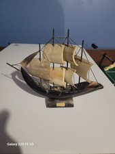 Vintage Genuine Cow Horn 4 Mast Nautical Sailing Ship Model