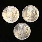 US LOT OF 3 PEACE SILVER DOLLARS 90% COINS 1923 NO RESERVE