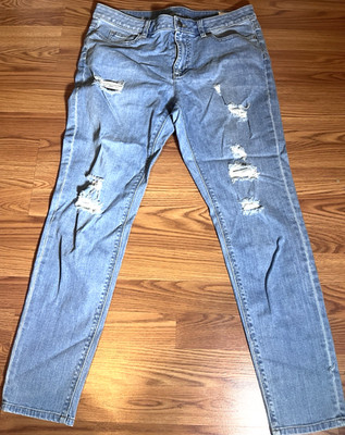 Two by Vince Camuto Distressed Denim Jeans Womens Size 14 Blue Stretch Skinny 
