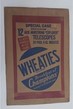1938 WHEATIES CEREAL BOX CASE PANEL SIGN 12 JACK ARMSTRONG EXPLORER TELESCOPES