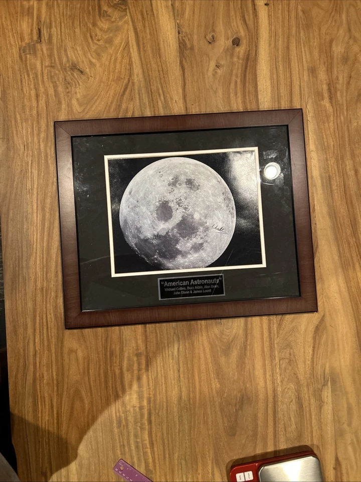 Foto de Luna enmarcada con firmas de astronauta certificado de autenticidad Aldrin Glenn Lovell Collins Bean Foto 2 de 4