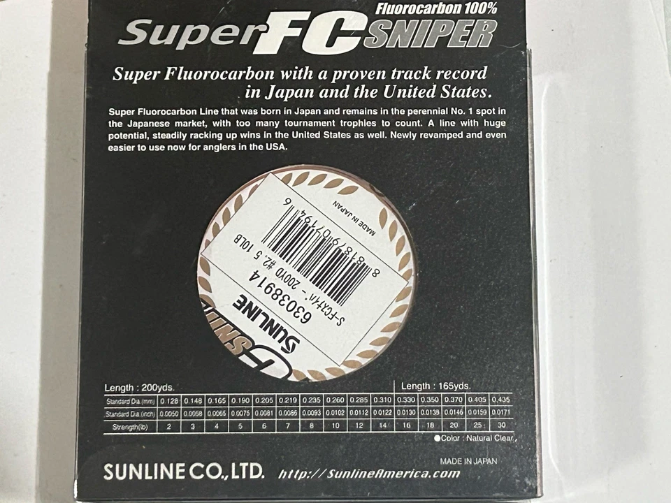 Línea SUNLINE 10lb SUPER FC FRANCOTIRADOR 100% FLUOROCARBONO, 200yds, color claro Foto 3 de 3