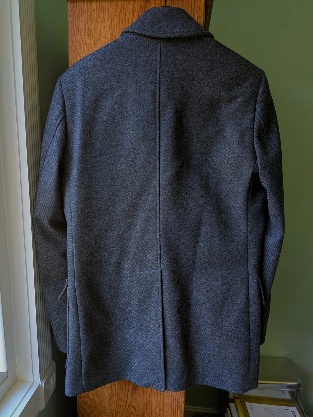 Vintage BURBERRY London Mens Wool Car Coat M Gray Charcoal Nova Check Collar  image 19