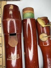 Vintage Sonata Wood Tenor Recorder Made In Germany 3-Piece Brass Keyed 21.5"