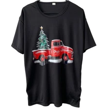 NO BRAND Christmas Winterland Short Sleeve T Shirt Black Size Large Holiday
