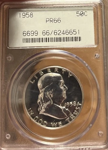 1958 OGH PCGS PR66 Proof Franklin Silver Half Dollar