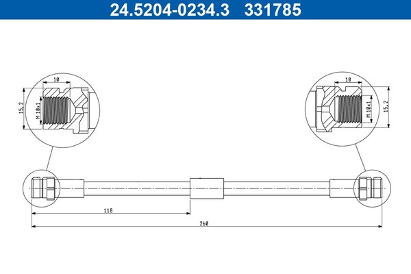 Bremsschlauch ATE 24.5204-0234.3 FüR VW Touran 1T1 1T2 TSI Ecofuel Bifuel FSI-image