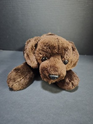 Chocolate Lab Puppy by Aurora  Plush Laying Down Stuffed Animal 8  long