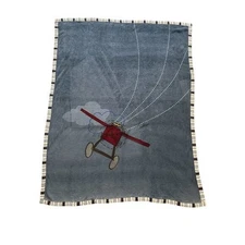 Disney Vintage Blue Cloud Red Airplane Kids Plush Throw Blanket Gifts Soft