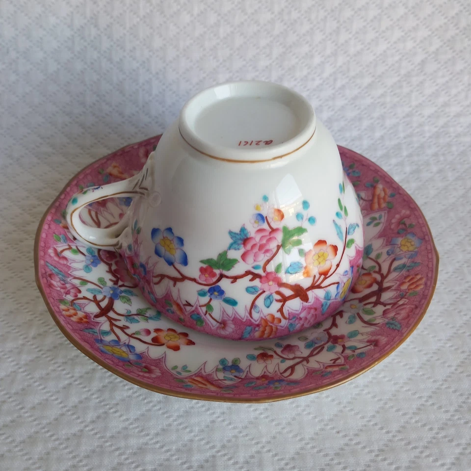 Tasse et sous-tasse anciennes Minton English Porcelain A2161 - Photo 2/4