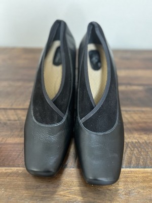 EUC Ros Hommerson Black Leather 2'' Block Heel Square Toe Size US 9 M