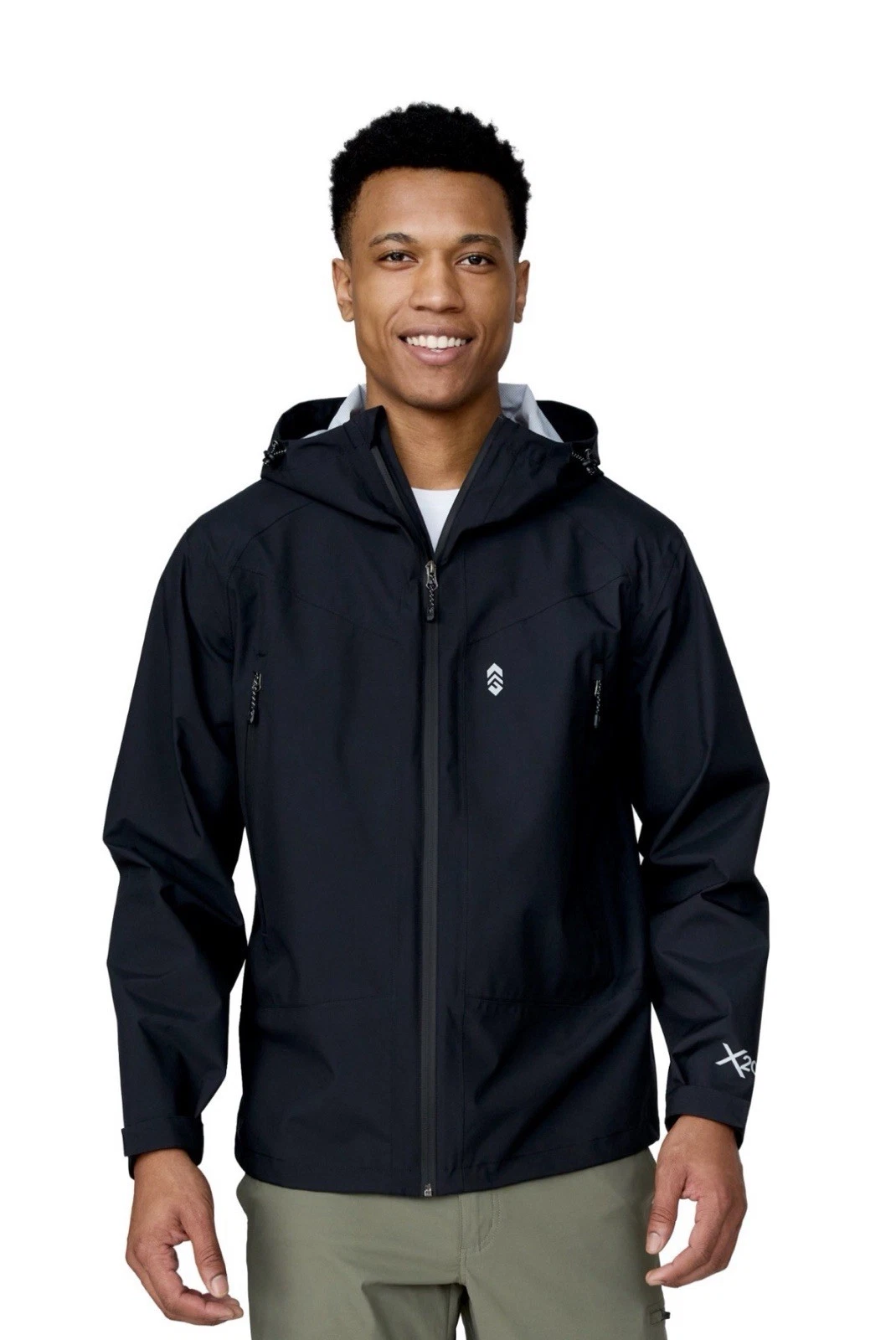 Free Country Men's Hydro Lite X2O Squall Rain Jacket Black Size L Hooded NWT