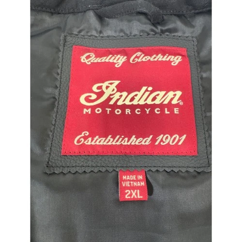 Indian Motorcycle Vest Mens 2XL Gray Canvas Snap Front Padded Logo image 10