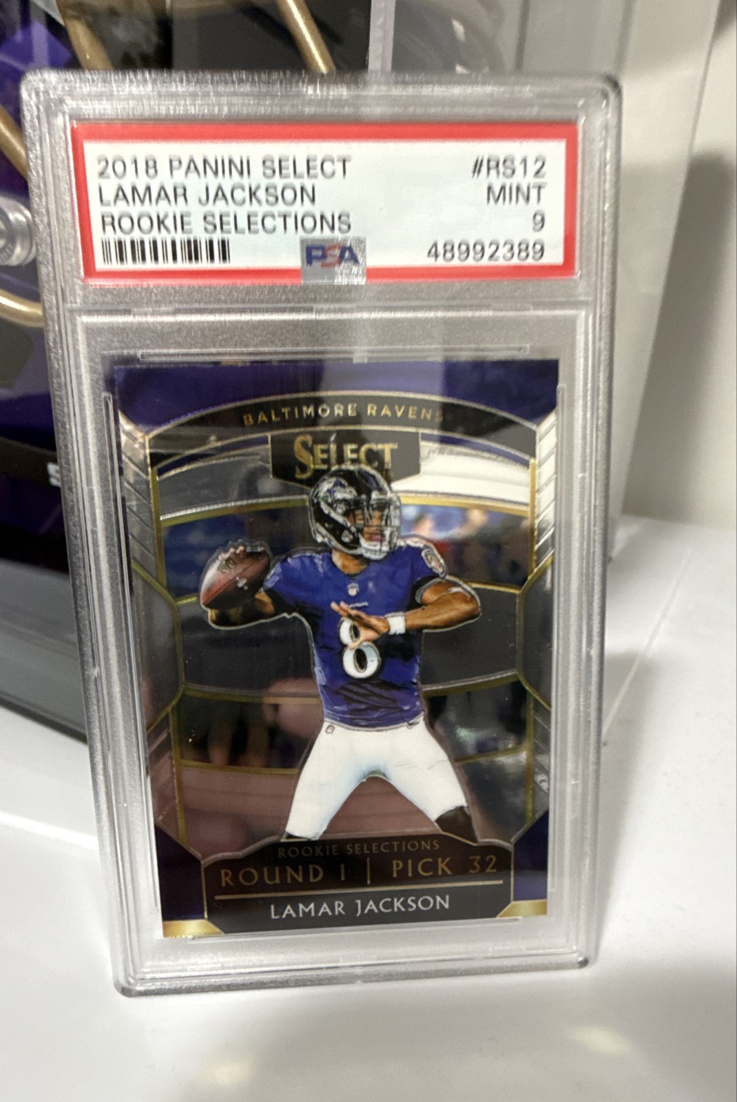 2018 Panini Select - Rookie Selections Lamar Jackson #RS-12 (RC) PSA 9