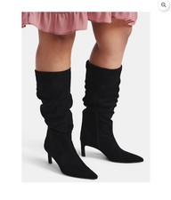 Women's Knee High Size 10 Faux Suede Black 2 In High Heel Boot