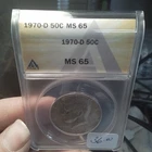 Antique Vintage 1970-D Kennedy Half Dollar Silver ANACS MS 65 50C Coin