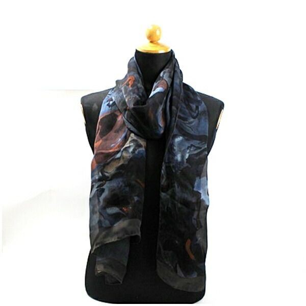 Gucci Silk Large Stole Rectangular Gray Black Use… - image 1