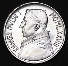 1978 Vatican City 1000 Lire Silver Coin John Paul I KM# 142 BU