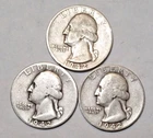 1942-P 1942-D 1942-S Washington Silver Quarter PDS SET