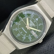 AUTOMATIC 6309A VINTAGE SEIKO 5 JAPAN MENS GREEN COLOR DIAL WATCH a701622-3