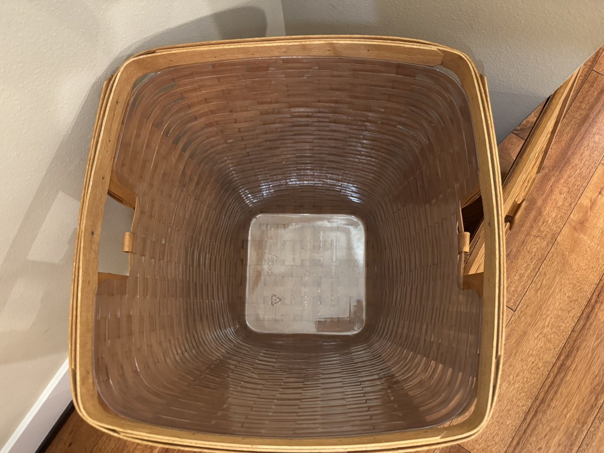 Longaberger Laundry Hamper 22” Tall with Lid and Plastic Protector