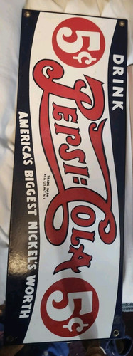Vintage 1990s Pepsi Cola 5 Cents Sign "America's Biggest Nickel’s Worth 18"X6" - Picture 1 of 2