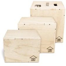 GoSports Fitness Launch Box 3-in-1 Adjustable Height Wood Plyo Jump Box for Exer
