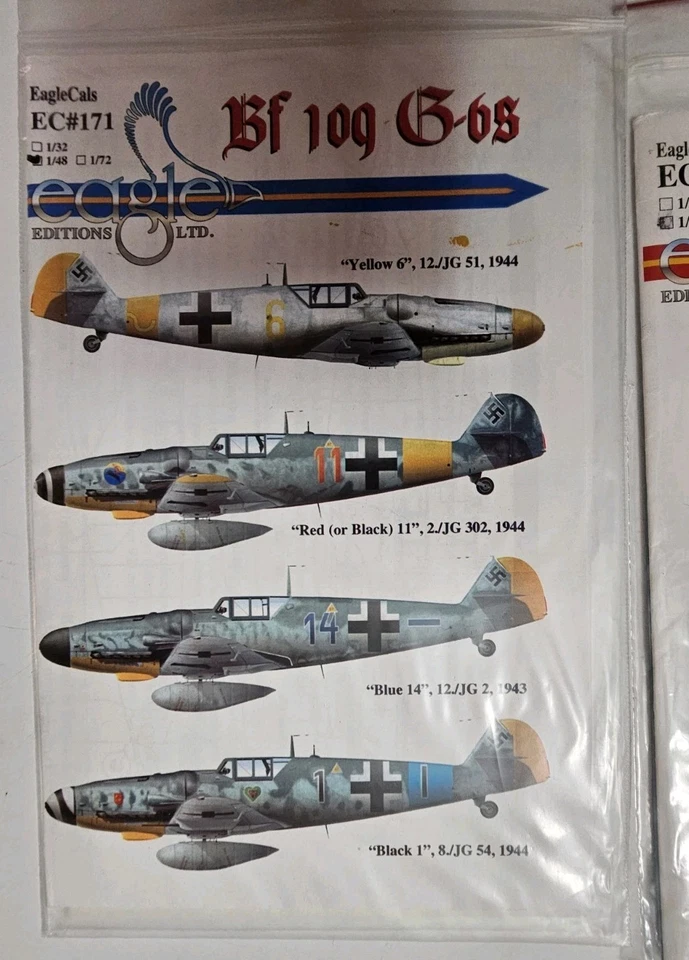 EagleCals 1/48 #171 和 #43 Messerschmitt Bf-109 G-6s 和 G-14s - 全新 — 第 3/3 张图片