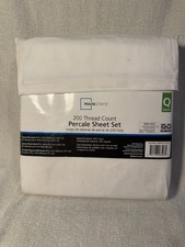 Mainstays 200 Thread Count Queen Sized 4-Piece White Percale Sheet Set