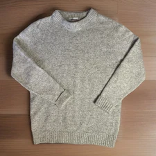 Vintage 70s Campus USA Ragg Wool Oatmeal Beige Thick Fisherman Sweater Large