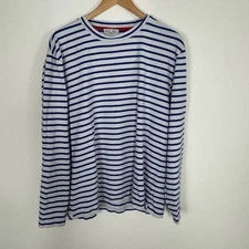 Alex Mill Womens T Shirt Striped Long Sleeve Size Large White Blue Crew Neck
