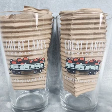 2 Great Lakes Brewing Company Christmas Ale Pint Glasses Cleveland OH Snowflakes