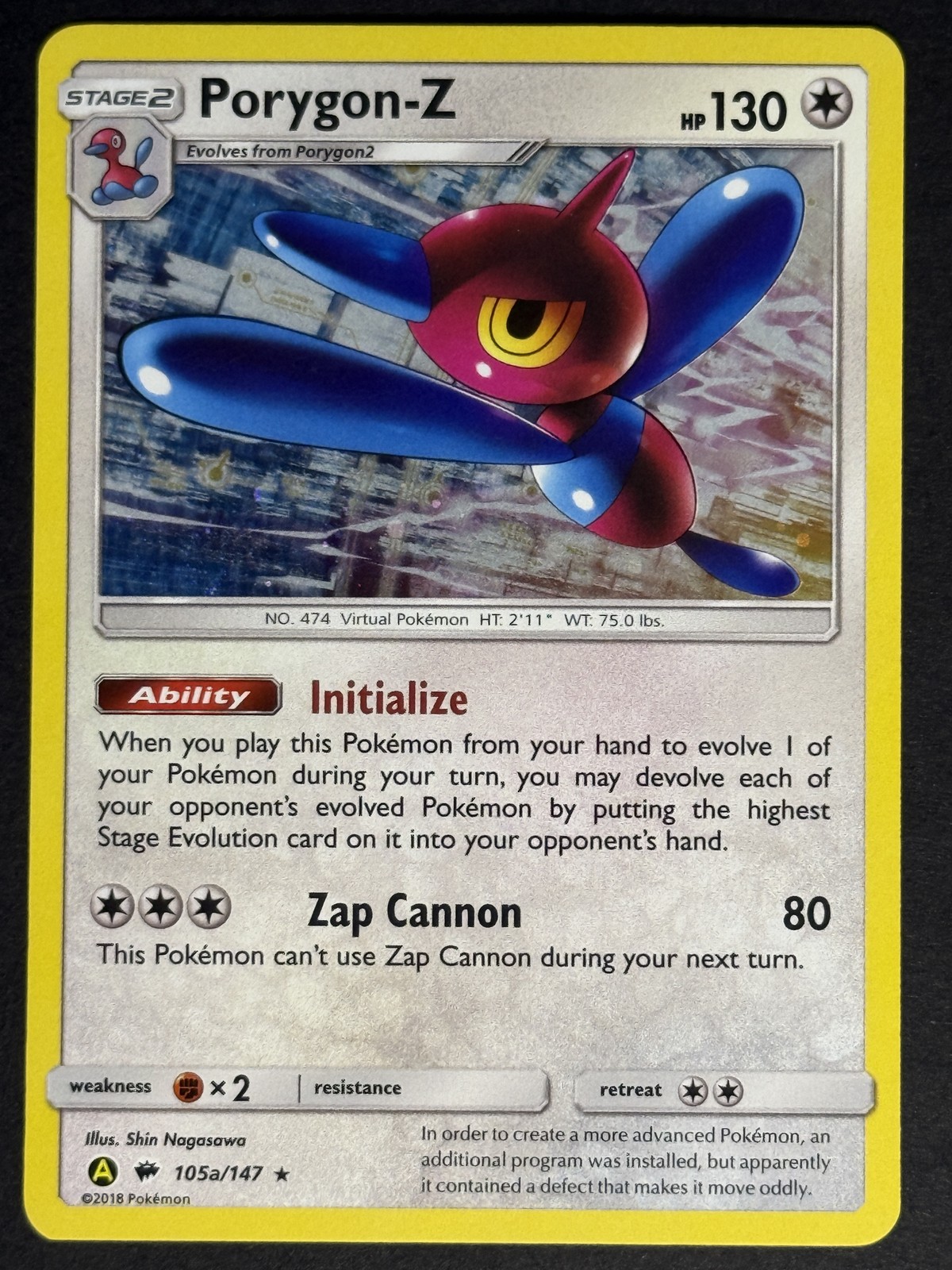 Porygon-Z #105a/147 Holo SM Burning Shadows Pokemon Card TCG