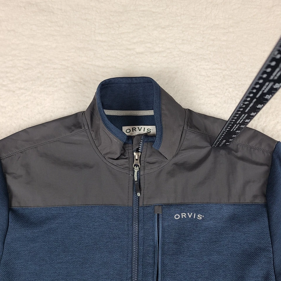 Chaqueta ORVIS Para Hombre Mediana Azul Gris Bolsillos con Cremallera Completa Suéter Foto 3 de 4