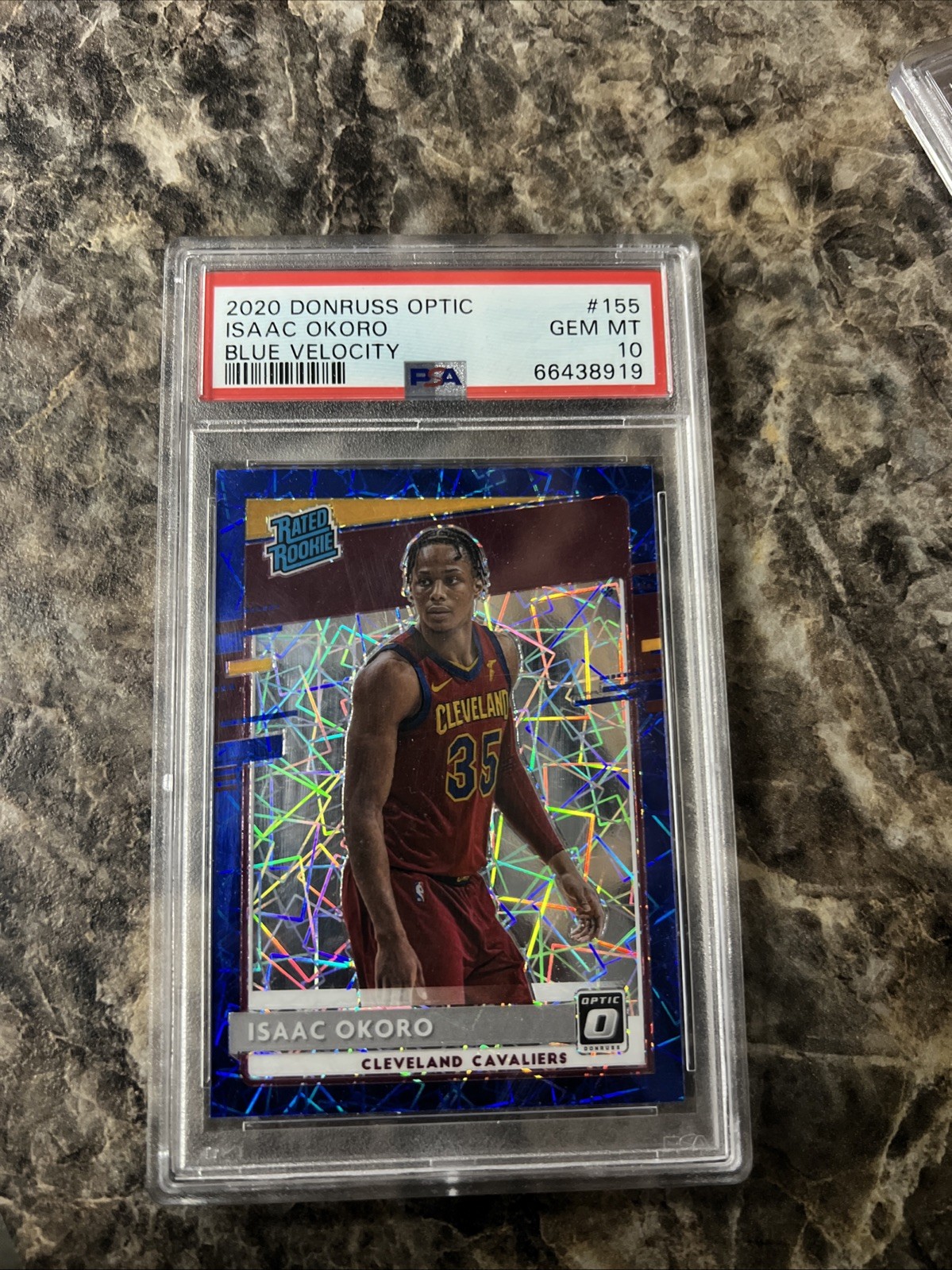 2020-21 Panini Donruss Optic - Rated Rookie Isaac Okoro #155 Blue Velocity Prizm