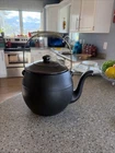 Vintage 1960s McCoy “Kookie Kettle” Black Pottery Teapot with Lid