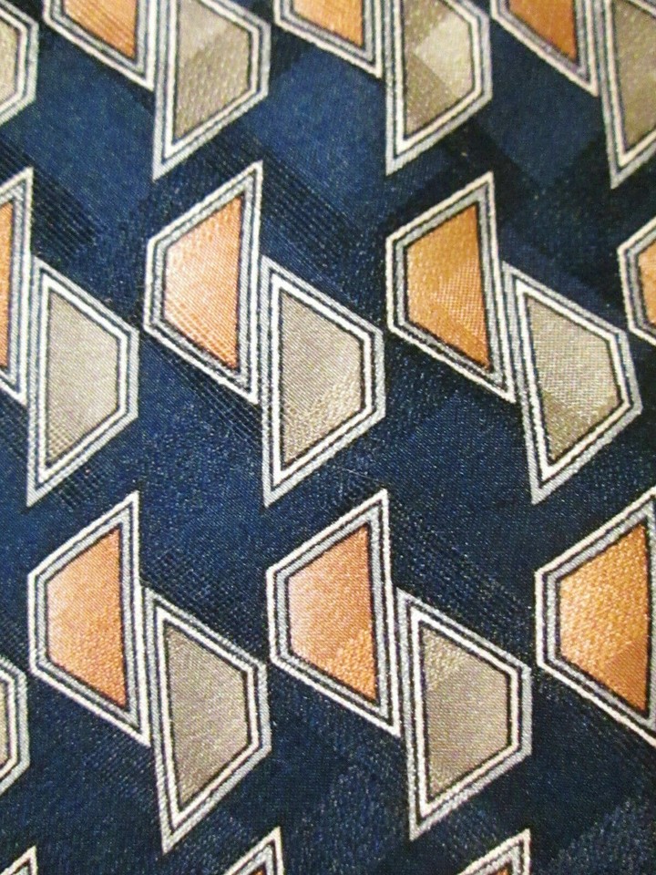 Men's ALBERT NIPON Black and Metal Tone Tie Geometric Pattern Shiny ...